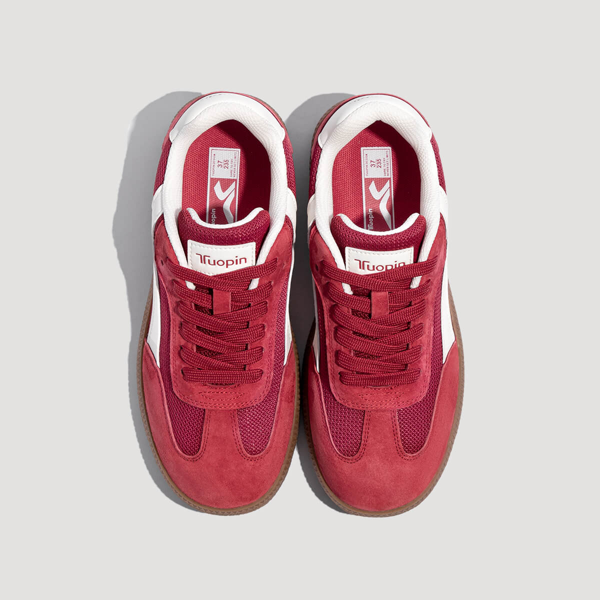 Tuopin Minimalist Low-Top Sneakers Crimson — Interior Detail