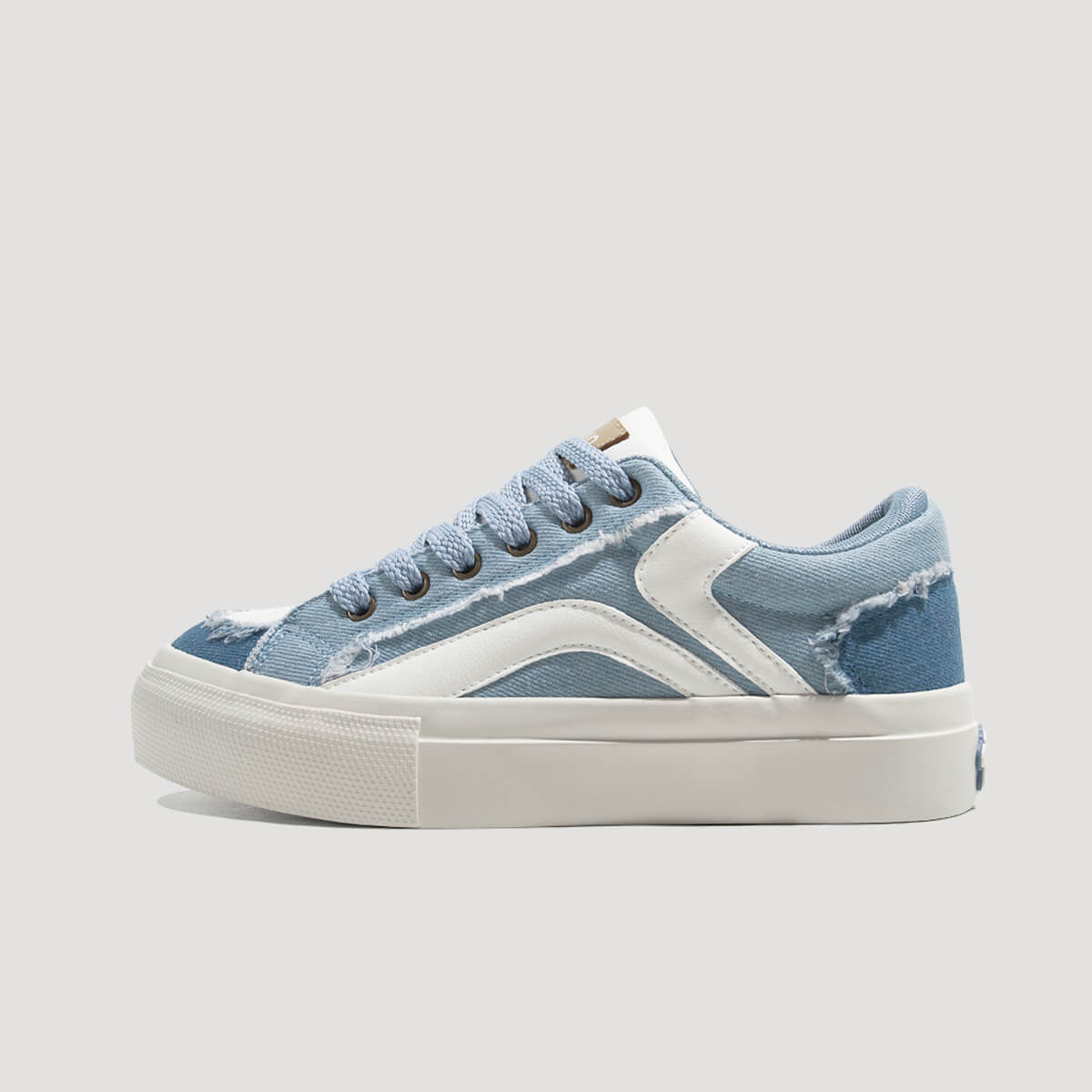 Laguna Women's Denim Platform Sneakers in Denim Blue, side view